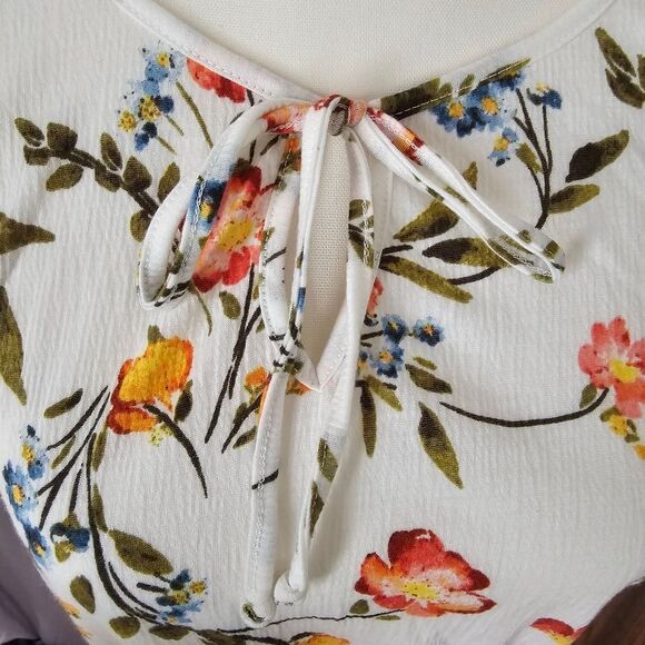 Iz Byer White Cream Tie Front Peplum Blouse - Picture 3 of 8